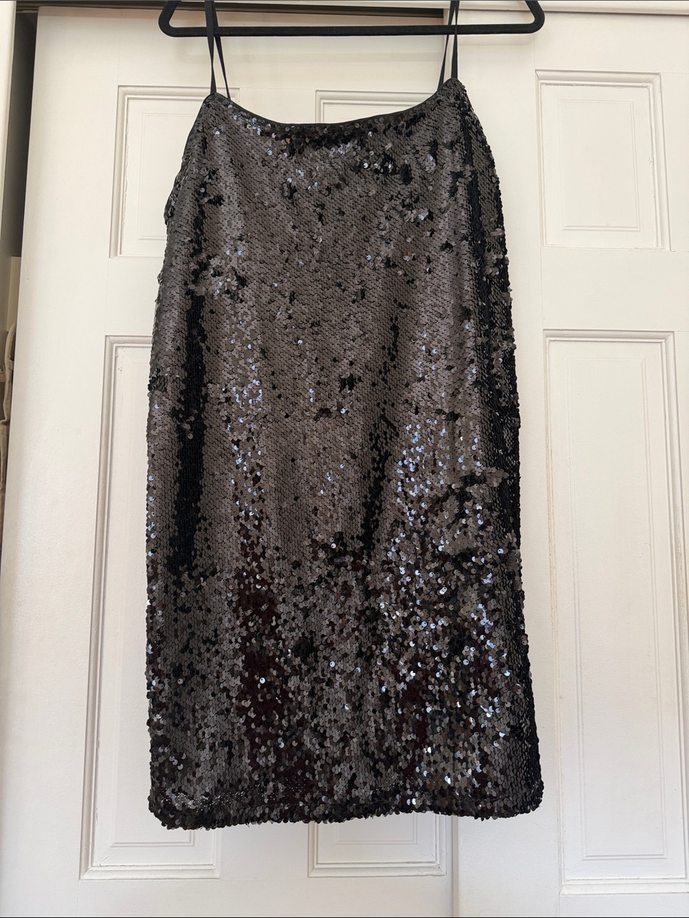 Calvin Klein Black Sequin Midi Slip Skirt